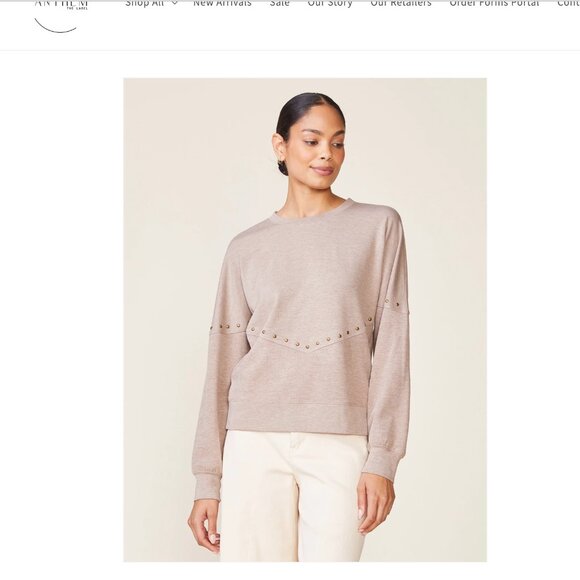NWT Anthem the Label Studded Duet Pullover top. Size small - Picture 4 of 15